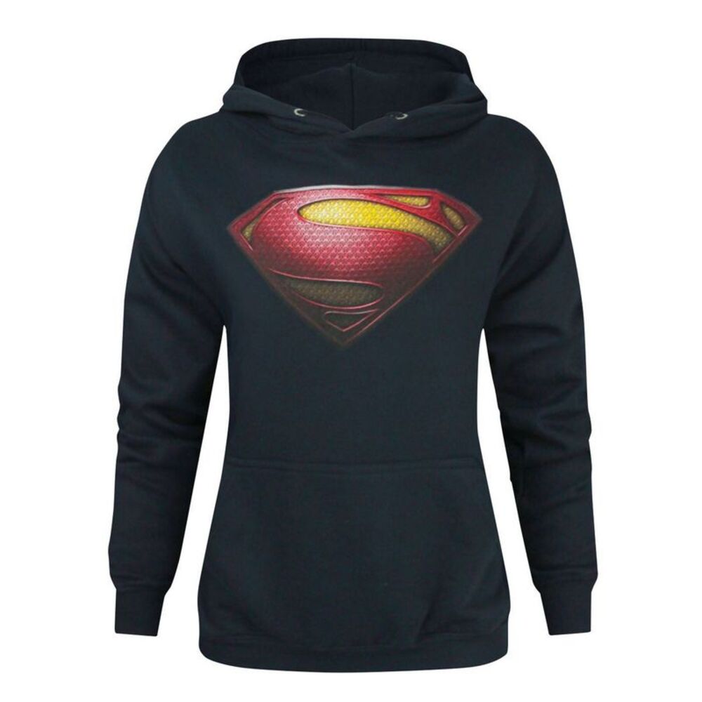 Superman Womens/Ladies Man Of Steel Logo Hoodie / Blue